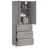 vidaXL Buffet haut Sonoma gris 69,5x34x180 cm Bois d'ing&eacute;nierie
