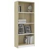 vidaXL Biblioth&egrave;que &agrave; 4 niveaux Blanc ch&ecirc;ne sonoma Bois d&rsquo;ing&eacute;nierie