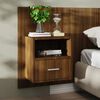 vidaXL Table de chevet murale Ch&ecirc;ne marron