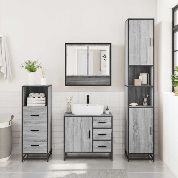 vidaXL Ensemble de meubles de salle de bain 3 pcs Sonoma gris