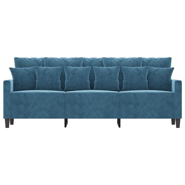vidaXL Canap&eacute; &agrave; 3 places Bleu 180 cm Velours