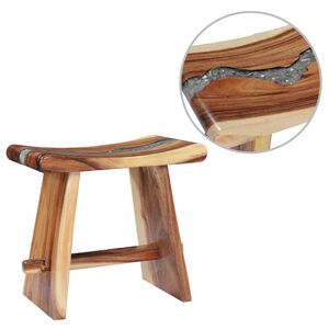 vidaXL Tabouret Bois de Suar solide et polyr&eacute;sine