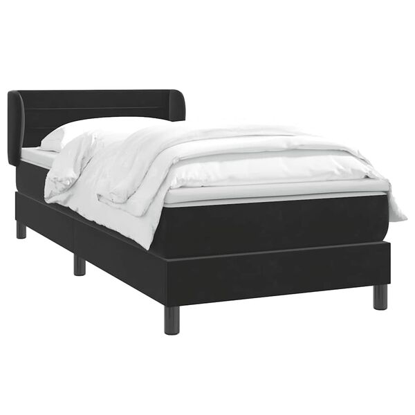 vidaXL Sommier &agrave; lattes de lit avec matelas noir 100x210 cm velours