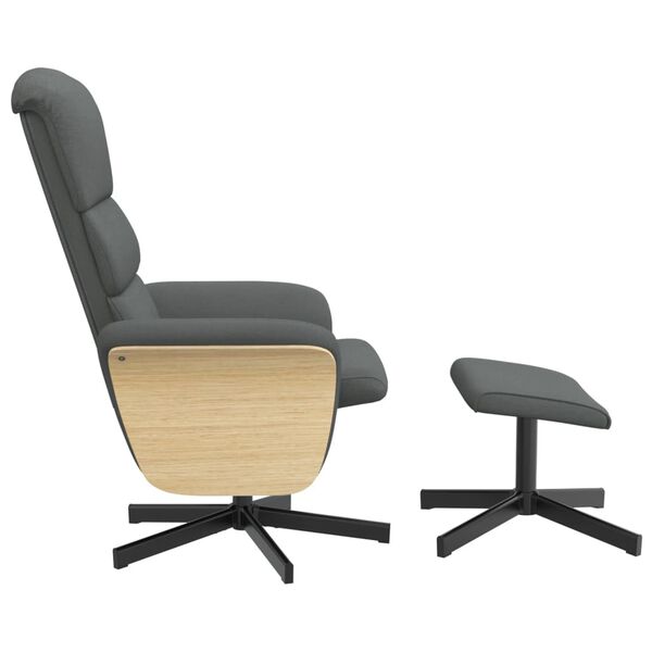 vidaXL Fauteuil inclinable avec repose-pied gris foncé tissu