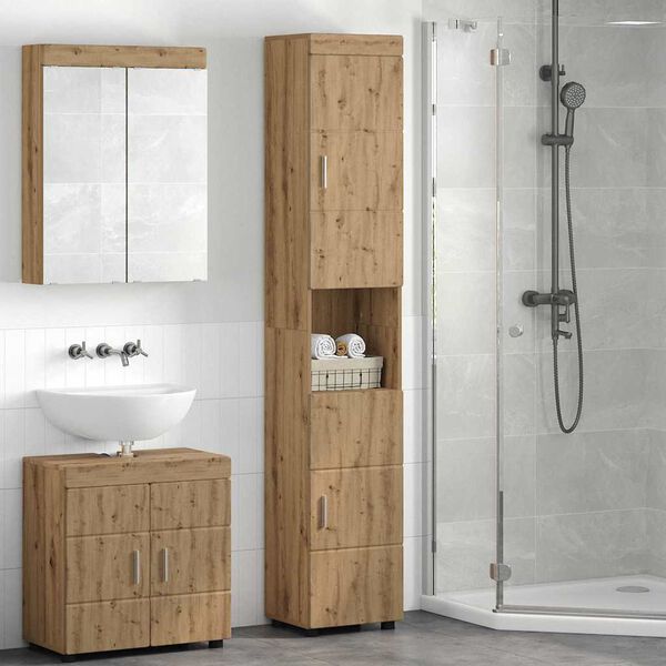 vidaXL Ensemble d'armoire de salle de bain TULUM Ch&ecirc;ne artisanal