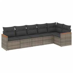 vidaXL Salon de jardin 6 pcs avec coussins gris r&eacute;sine tress&eacute;e