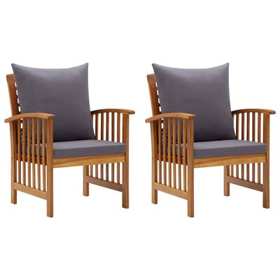 vidaXL Chaises de jardin avec coussins lot de 2 Bois d'acacia massif