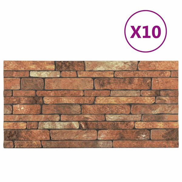 vidaXL Panneaux muraux 3D au design de brique marron 10 pcs EPS