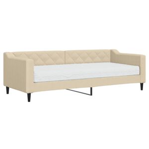 vidaXL Lit de jour avec matelas cr&egrave;me 80x200 cm tissu
