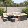 vidaXL Ensemble de canap&eacute; de jardin avec coussin 12 pcs Noir et Cr&egrave;me
