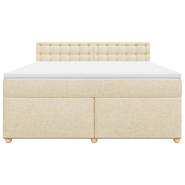 vidaXL Sommier &agrave; lattes de lit avec matelas Cr&egrave;me 180x200 cm Tissu