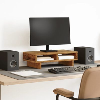 vidaXL Support de moniteur vieux bois 50x27x15 cm bois d'ingénierie