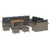 vidaXL Ensemble de canap&eacute; de jardin avec coussin 14 pcs Gris polyrotin