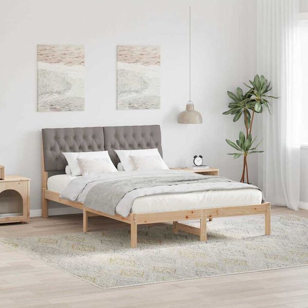 vidaXL Cadre de lit avec t&ecirc;te de lit rembourr&eacute;e Marron 150 x 200 cm