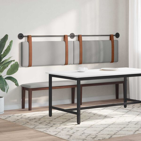 vidaXL T&ecirc;te de lit suspendue Uni Gris nuage 210 x 55 x 5 cm PU antique