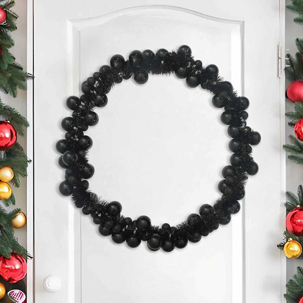 vidaXL Guirlande de Boules de No&euml;l Noir 186 cm Polystyr&egrave;ne