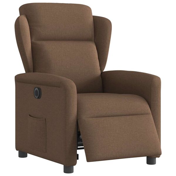 vidaXL Fauteuil inclinable &eacute;lectrique Marron Tissu