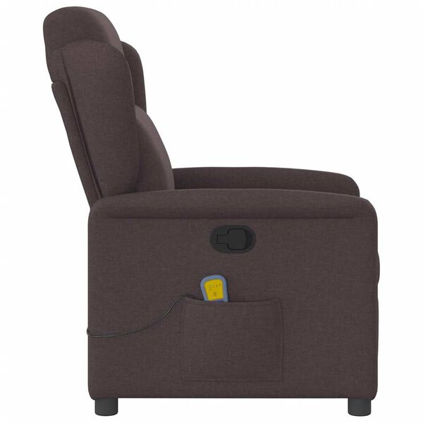 vidaXL Fauteuil de massage inclinable Marron fonc&eacute; Tissu