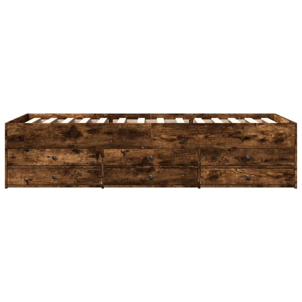 vidaXL Lit de jour avec tiroirs sans matelas ch&ecirc;ne fum&eacute; 90x190 cm