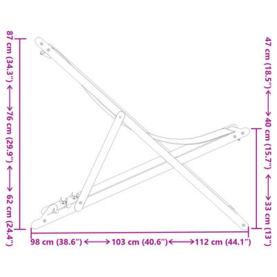 vidaXL Chaise pliable plage motif de feuilles bois d'eucalyptus/tissu