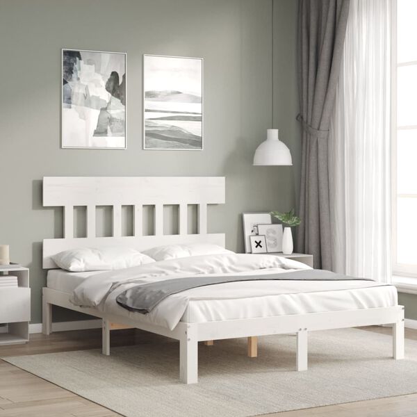 vidaXL Cadre de lit sans matelas blanc 140x200 cm bois de pin massif