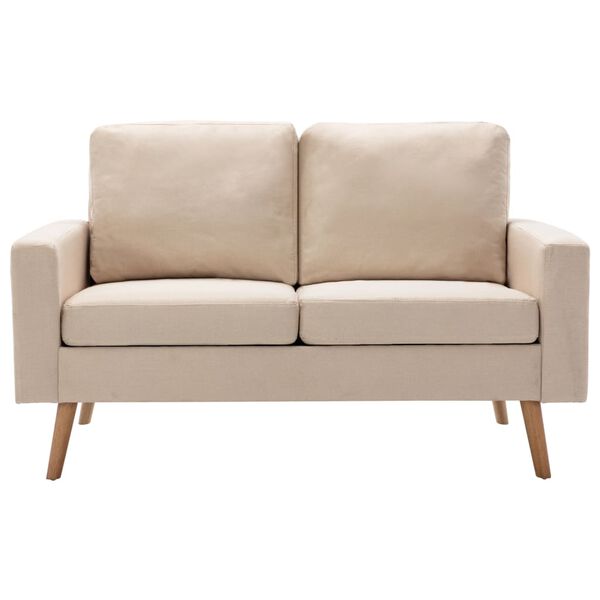 vidaXL Canap&eacute; &agrave; 2 places Cr&egrave;me Tissu