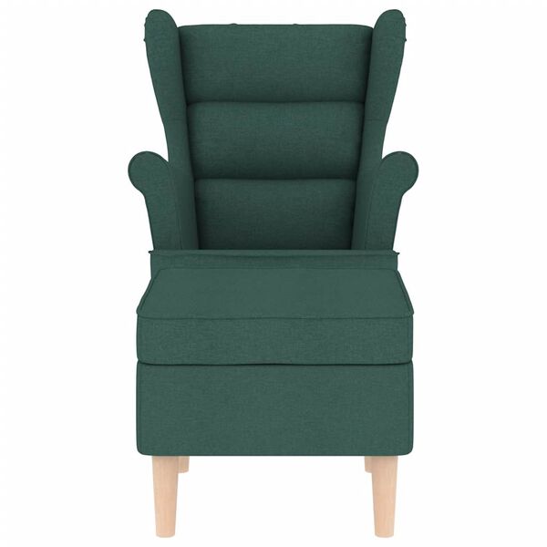 vidaXL Fauteuil avec repose-pied Vert fonc&eacute; Tissu