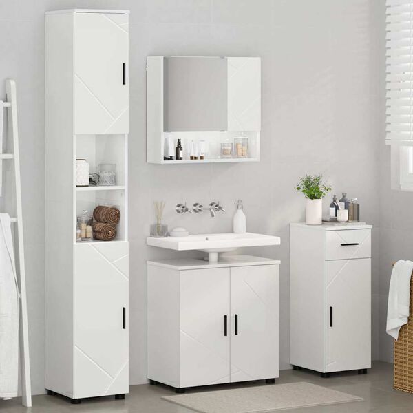 vidaXL Ensemble de mobilier de salle de bain 4 pcs Blanc brillant
