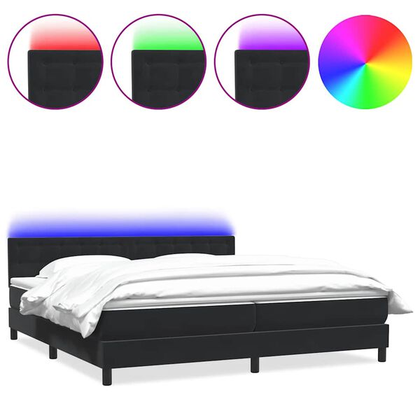 vidaXL Sommier &agrave; lattes de lit avec matelas et LED noir 200x210 cm Velours