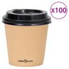 vidaXL Tasses &agrave; caf&eacute; en papier avec couvercles 120 ml 100 pcs Marron