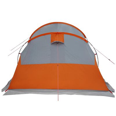 vidaXL Tente de camping tunnel 4 personnes gris et orange imperméable