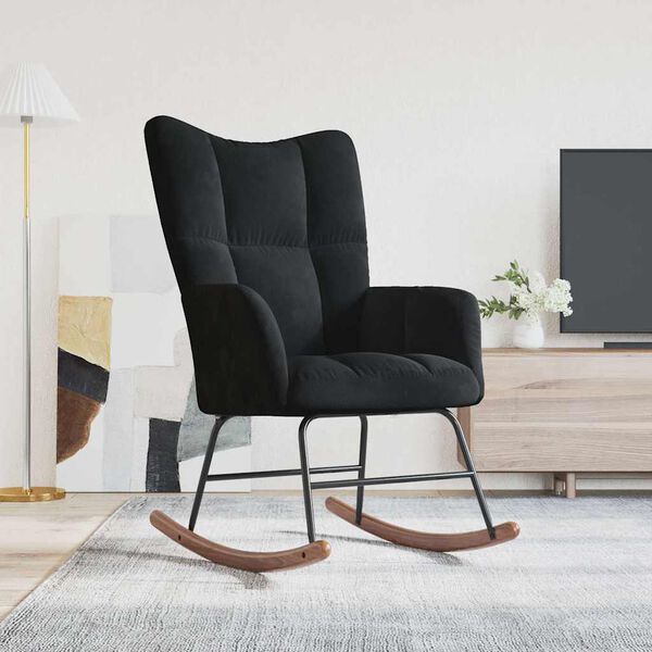 vidaXL Chaise &agrave; bascule Noir Velours