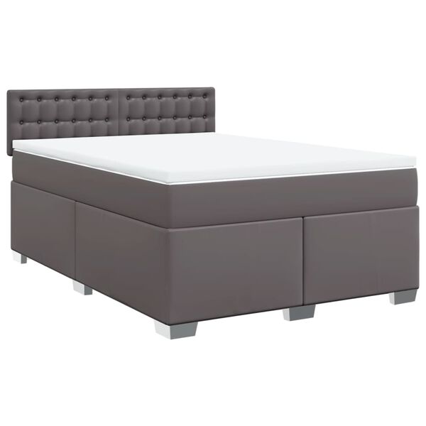 vidaXL Sommier &agrave; lattes de lit avec matelas Gris 140x200 cm Similicuir
