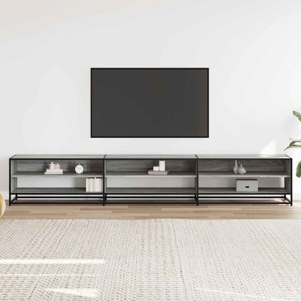 vidaXL Meuble TV sonoma gris 270x40x46 cm bois d'ing&eacute;nierie