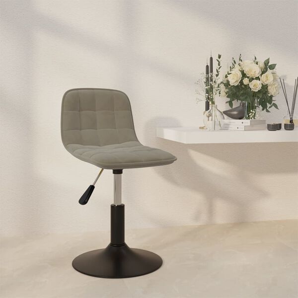 vidaXL Chaise pivotante de salle &agrave; manger Gris clair Velours