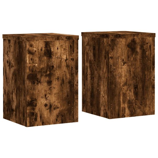 vidaXL Supports pour plantes 2 pcs ch&ecirc;ne fum&eacute; bois d'ing&eacute;nierie