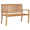 vidaXL Banc de jardin empilable et coussin 128,5cm Bois de teck massif