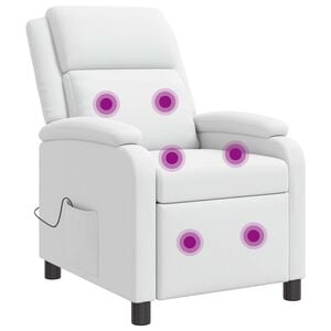 vidaXL Fauteuil de massage inclinable Blanc Simili cuir