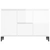 vidaXL Buffet blanc brillant 102x35x70 cm bois d'ing&eacute;nierie