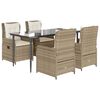 vidaXL Ensemble &agrave; manger de jardin avec coussins 5pcs Beige poly rotin