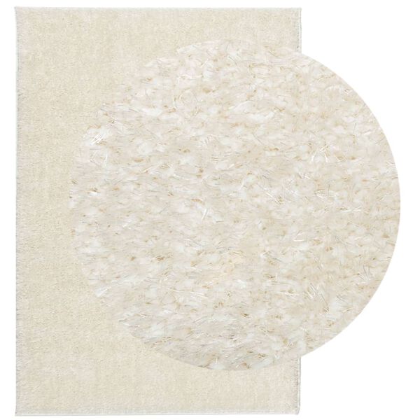 vidaXL Tapis ISTAN &agrave; poils longs aspect brillant cr&egrave;me 160x230 cm