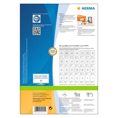 HERMA Étiquettes permanentes PREMIUM A4 70x25,4 mm 100 Feuilles
