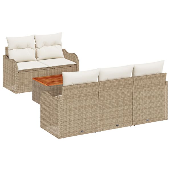 vidaXL Ensemble de canap&eacute; de jardin 6 pcs Beige et cr&egrave;me polyrotin