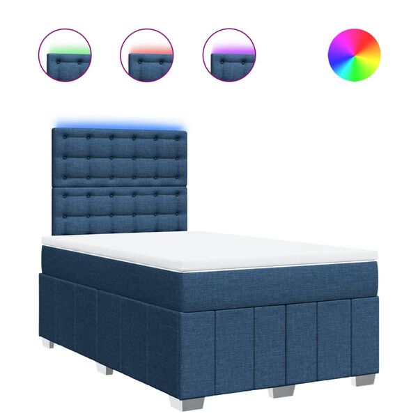 vidaXL Sommier &agrave; lattes de lit avec matelas bleu 120x190 cm tissu