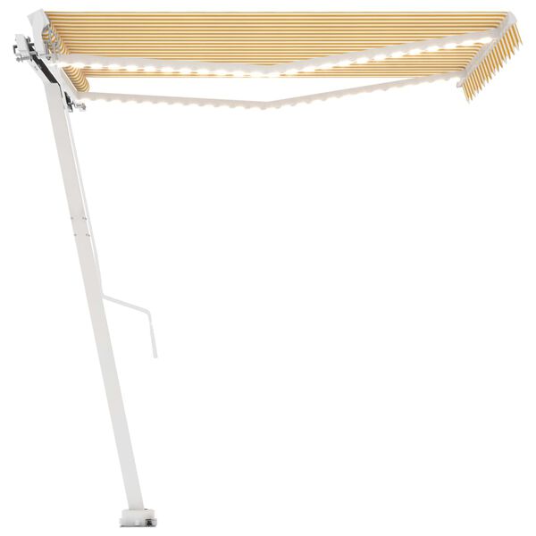 vidaXL Auvent manuel r&eacute;tractable avec LED 350x250 cm Jaune et blanc