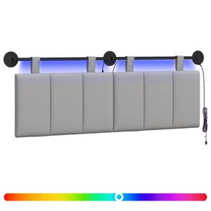 vidaXL T&ecirc;te de lit suspendue Avec lumi&egrave;re LED Gris nuage Tissu