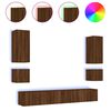 vidaXL Meuble TV muraux 6 pcs avec lumi&egrave;res LED ch&ecirc;ne marron