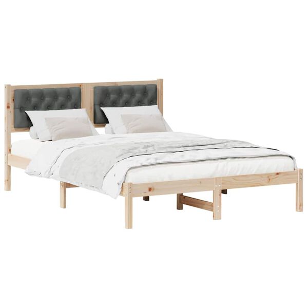 vidaXL Cadre de lit Gris fonc&eacute; 140 x 200 cm Pin massif