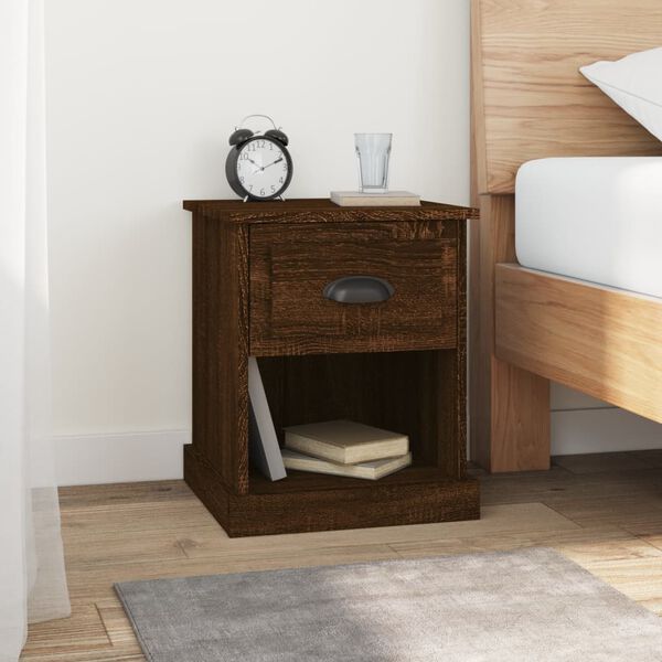 vidaXL Tables de chevet 2pcs ch&ecirc;ne marron 39x39x47,5cm bois ing&eacute;nierie
