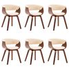 vidaXL Chaises &agrave; manger lot de 6 cr&egrave;me bois courb&eacute; et similicuir